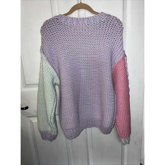 LoveShackFancy ISAIAH PULLOVER Candy Rainbow Pink Lilac Blue Sweater‎ Size L-NWT - Picture 4 of 8
